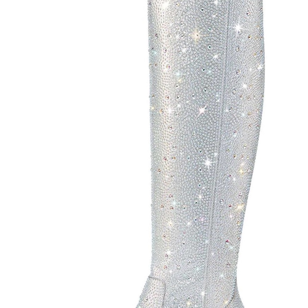 Buckle Silver Crystal-Embellished Over-the-Knee Boot